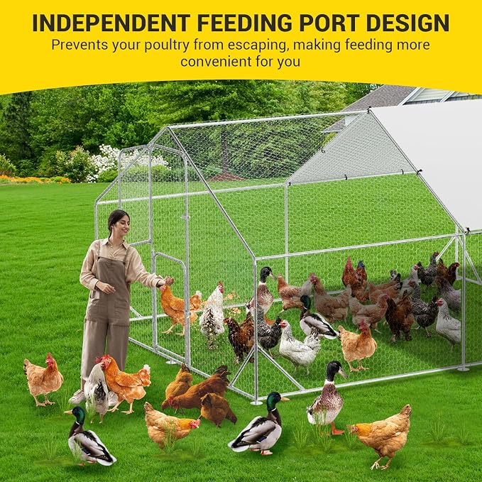 9.8X13.1x6.6FT, Large Walk in Chicken Run Pen Cage, Metal Coop Clearance - Image 7