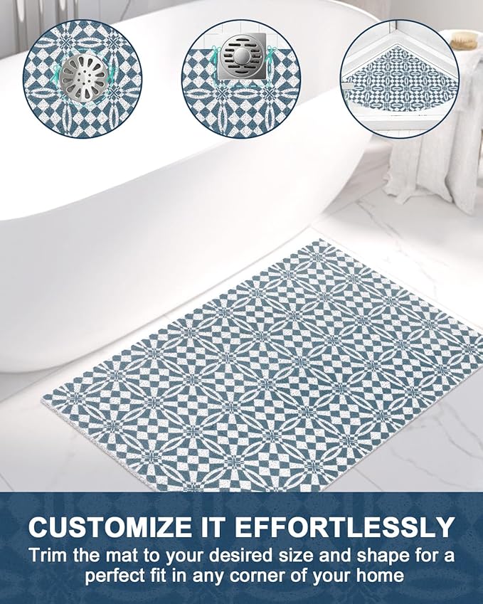 Bathtub Mat Non Slip - Anti Slip Shower Mat, Quick Drying Bath Tub Mats, Soft PVC Loofah Foot Massage Mat, Bath Mat for Shower, Tub, Bathroom, Floor, Kitchen, Pool, Hotel