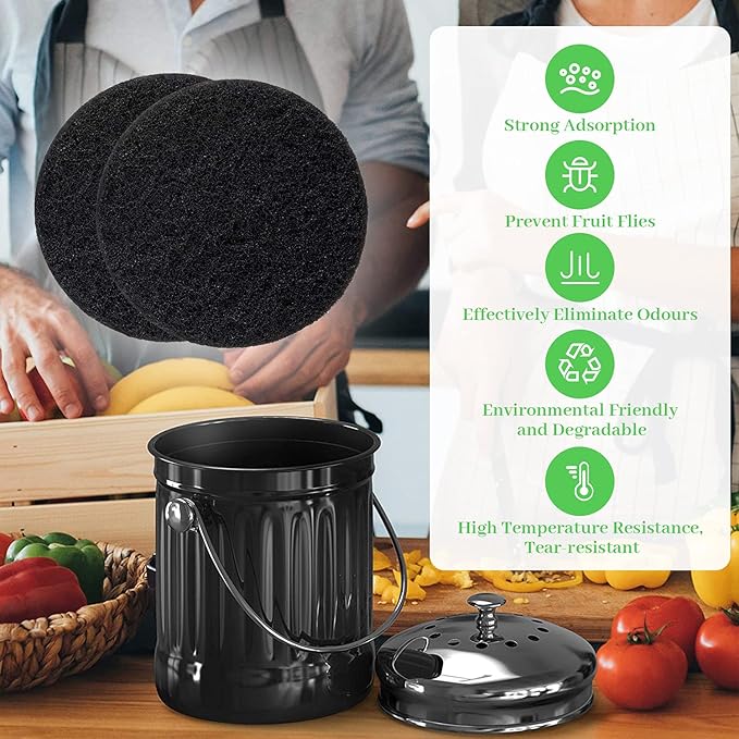 7 Pack Compost Bin Charcoal Filters Round Indoor Kitchen Compost Bucket - Image 6