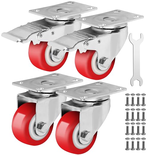 2.5 Inch Heavy Duty Casters Set of 4, Lockable Plate Caster Wheels - Image 7