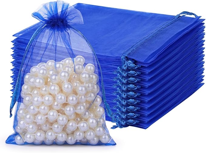 Hopttreely 100pcs Organza Bags with Drawstring, 4 x 4.72 inch Little Mesh Gift Pouches Mini Candy Bags for Small Presents Jewelry Earrings