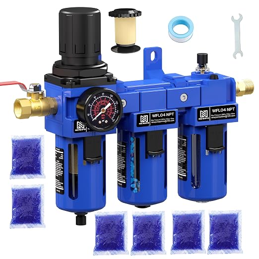 NEWPO 1/2'' NPT Compressed Air Filter Regulator Lubricator Combo by NEWPO