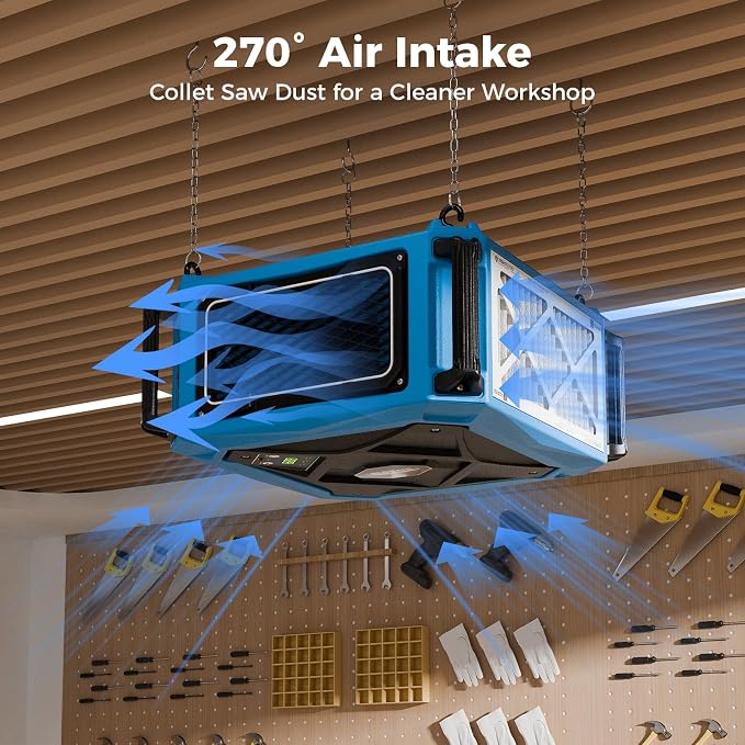 ALORAIR Hanging 270° Intake Air Filtration Systems Woodworking Remote Control - Image 2