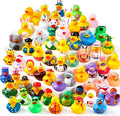 JOYIN 15 Pcs Rubber Ducks, Random Assortment Ducks Bulk with Mesh Carry Bag, Mini Rubber Duckies for Baby Bath Toys, Kids Toddler Summer Pool Toys Birthday Gifts Party Favors