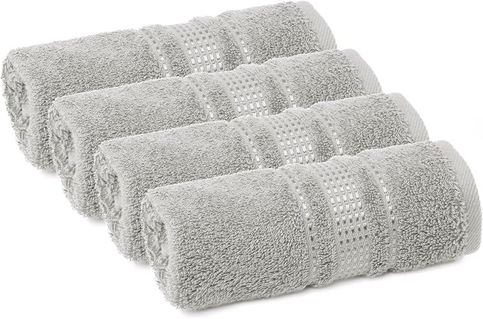 Melissa Linen, Fingertip Towels 4 Pack, 100% Turkish Cotton, Small Hand Towels for Body and Face, 12 x 18 in, Soft and Absorbent, Quick Dry, (Steel Gray Fingertip Hand Towels)