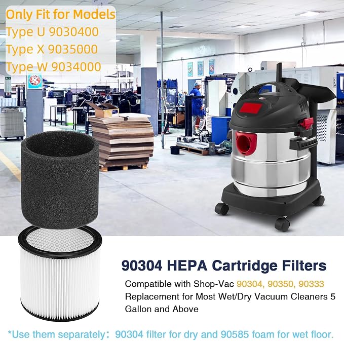 Cabiclean Foam Sleeve Filter for Shop-Vac 90304 90350 90333 Replacement for - Image 3