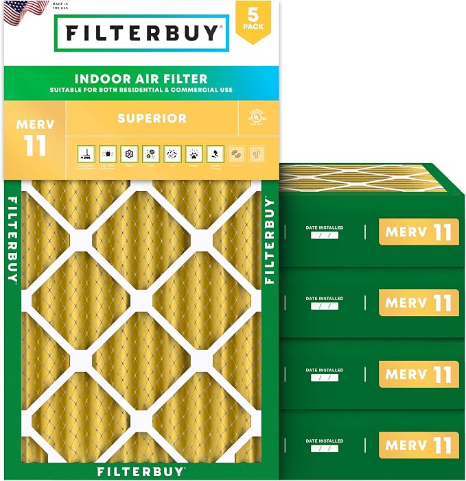 Filterbuy 16x25x4 Air Filter MERV 11 Superior Pet & Allergy Defense, by Filterbuy