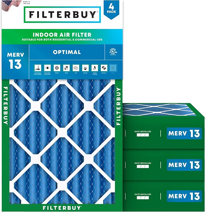 Filterbuy 16x24x4 Air Filter MERV 13 Optimal Smoke & Allergy Defense, by Filterbuy