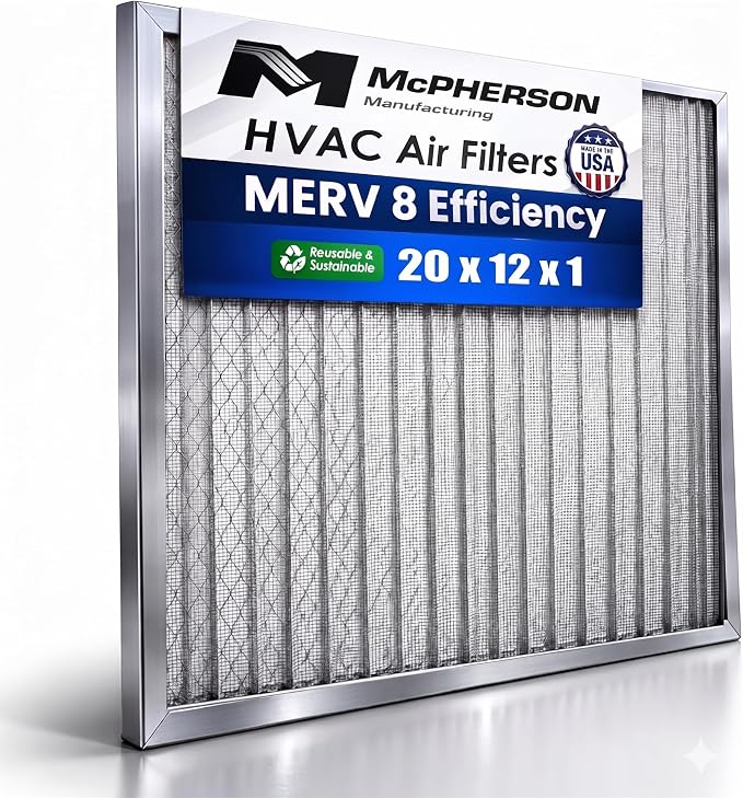 McPherson Reusable Air Filter 20x12x1 | Washable MERV 8 | Made in USA Metal by McPhersonManufacturing