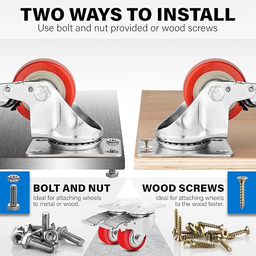3 Inch Caster Wheels Heavy Duty Casters Set of 4 Lockable Cart Wheels - Image 7