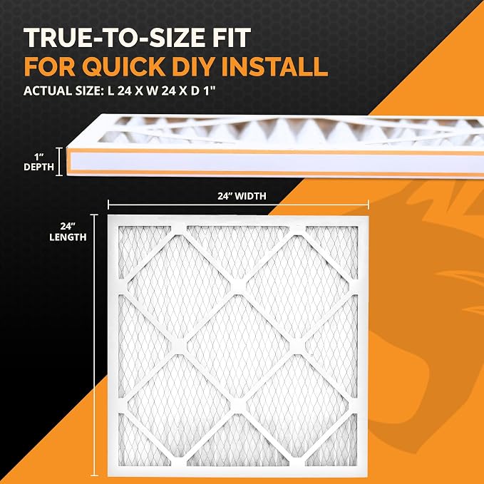 Tiger Tough 24x24x1 Air Filter MERV 8 MPR 600-800, High-Performance Pleated - Image 2