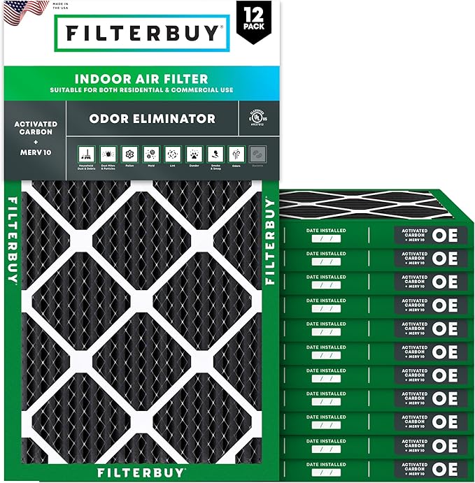 Filterbuy 17x25x1 Air Filter MERV 10 Odor & Allergy Defense by Filterbuy