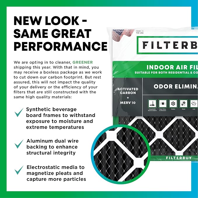 Filterbuy 10x10x1 Air Filter MERV 10 Odor & Allergy Defense - Image 3