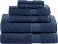 Comfort Spaces Turkish Bathroom Towel Set 6 Piece Luxury Bath Towel Set 2 Hand Towel for Bathroom 2 Washcloth 2 Large Bath Towel Sets Long Staple Ultra-Soft Quick Dry Towel Set Navy Blue