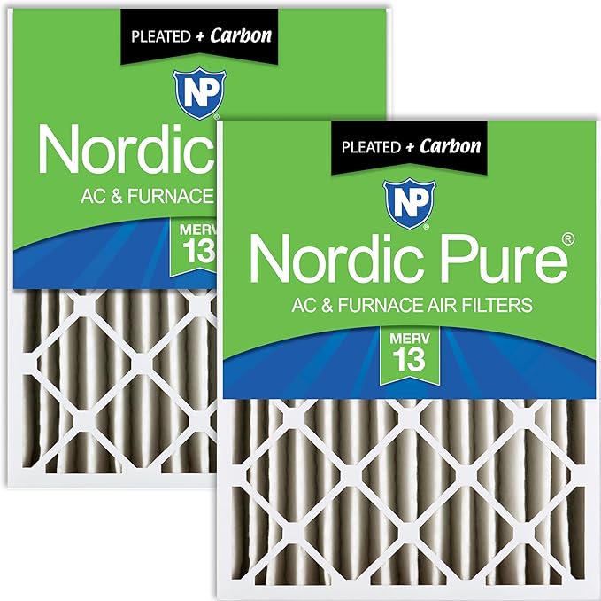 Nordic Pure 20x20x4 Pleated Air Filters MERV 13 Plus Carbon 2 Pack by NordicPure