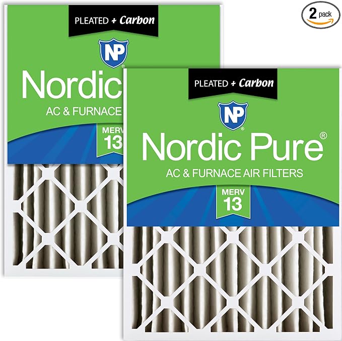 Nordic Pure 16x20x4 Pleated Air Filters MERV 13 Plus Carbon 2 Pack by NordicPure