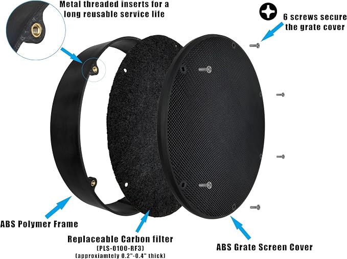 10 inch Air Duct Screen with Replaceable Carbon Filter - Image 2
