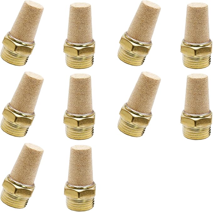 Zorfeter 10pcs Pneumatic Brass Exhaust Muffler Filter, 1/4" NPT Male Thread Hex - Image 6