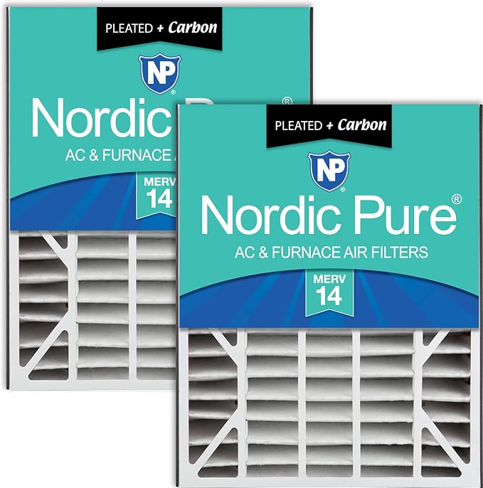 Nordic Pure 20x25x5 Air Bear AC Filter Replacement MERV 14 Plus Carbon 2 Pack by NordicPure
