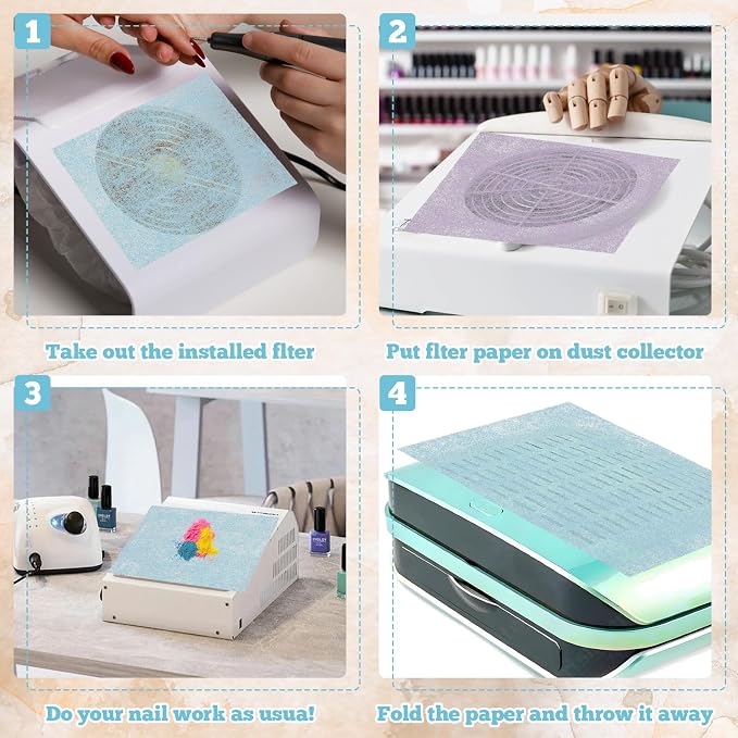 1200 Sheets Nail Dust Collector Filter Paper, Disposable Dust Collector Sheet - Image 6
