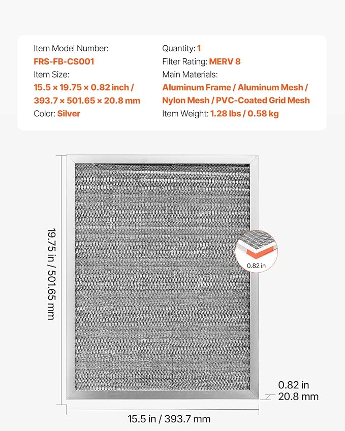 VEVOR 16x20x1 inch Electrostatic Air Filter, AC/HVAC Furnace Filter Washable & - Image 7