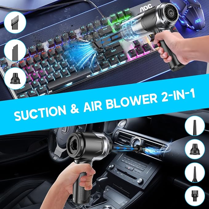 KMM Handheld Car Vacuum Cleaner, 10000PA Vacuum Cleaner & Air Duster, 120W High - Image 3