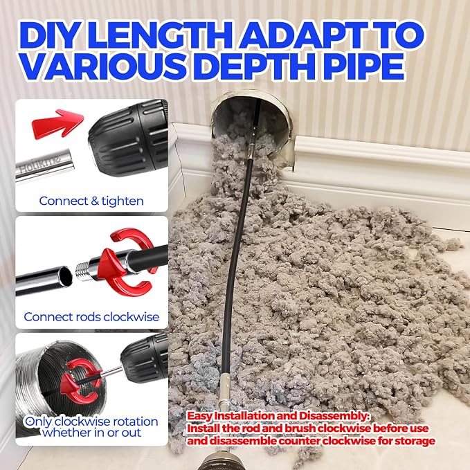 Holikme 40 Feet Dryer Vent Cleaner Kit, Flexible Lint Brush - Image 3