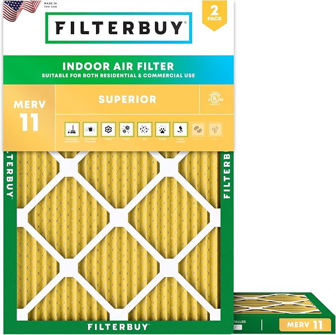 Filterbuy 12x16x1 Air Filter MERV 11 Superior Pet & Allergy Defense, by Filterbuy