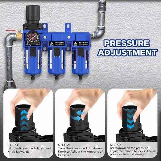 1/2" NPT Three Stage Air Drying System, 5 &0.5 &0.01 Micron Filter Cartridge - Image 5