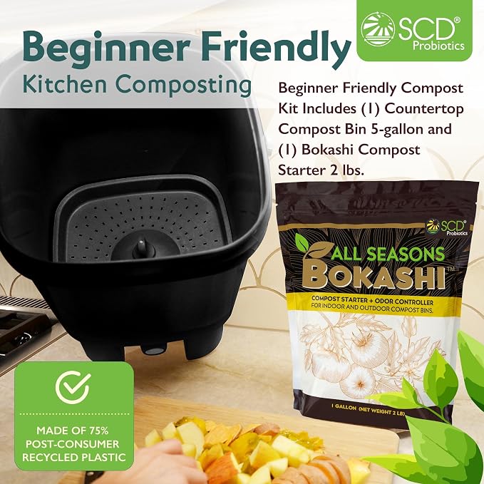 All Seasons Indoor Composter Starter Kit – 5 Gallon Black Compost Bin - Image 2