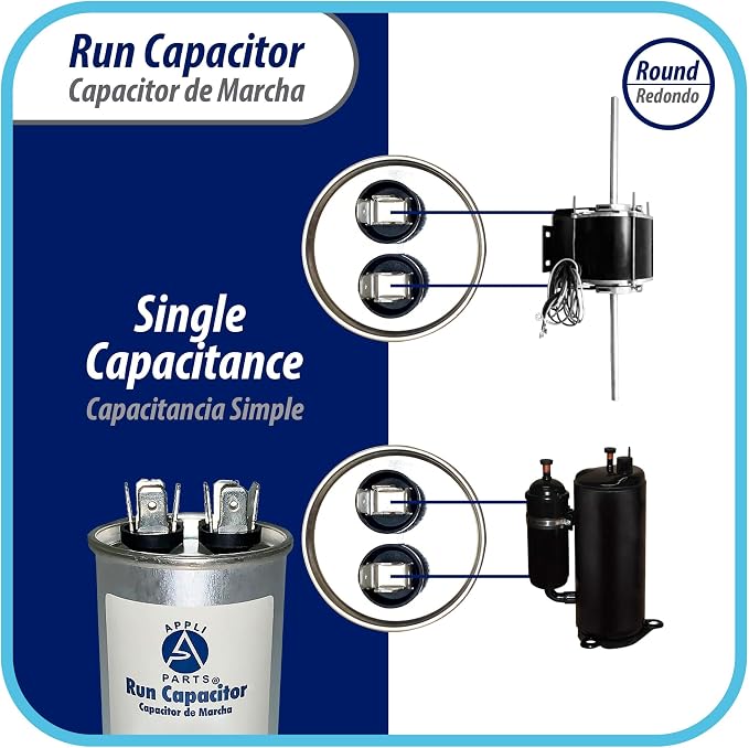 Appli Parts Run Capacitor for ac 50 Mfd uF 370 VAC or 450 VAC CBB65 Round - Image 3