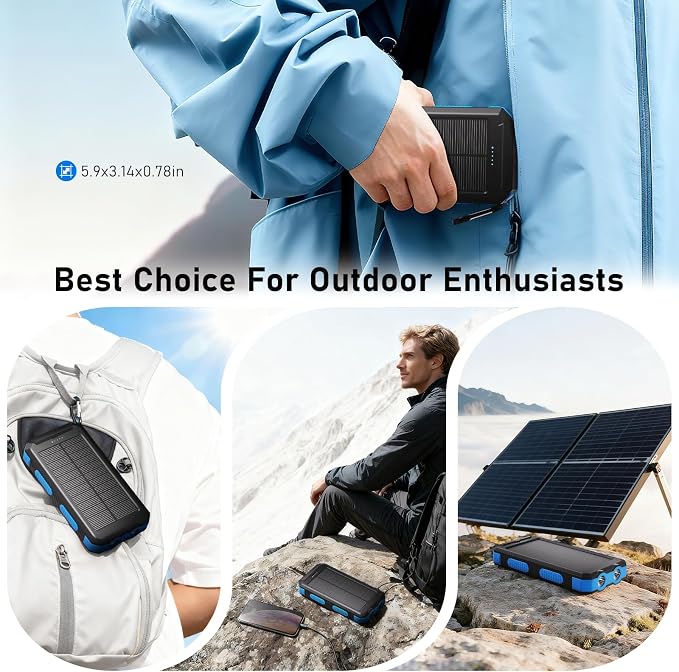 Solar Charger Power Bank 20, Portable Charger, 4 Cables 3 Ports Fast Charging - Image 9