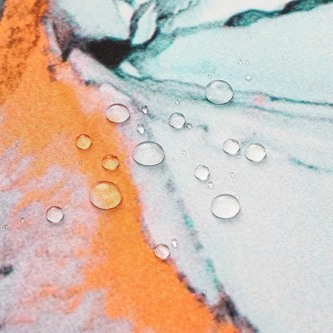 Gibelle Long Fabric Shower Curtain 72 x 78, Tall Abstract Grey Teal Marble Shower Curtain, Modern Ink Art Waterproof Fabric Shower Curtain Set with Hooks