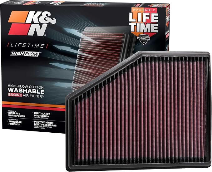 K&N High-Flow Original Lifetime Engine Air Filter: Increase Power: Premium by KNEngineeringInc