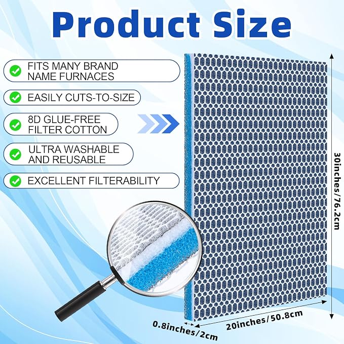 2 Pieces 8D Washable Air Filter Reusable Replacement Air Filter 30 x 20 Inch - Image 3
