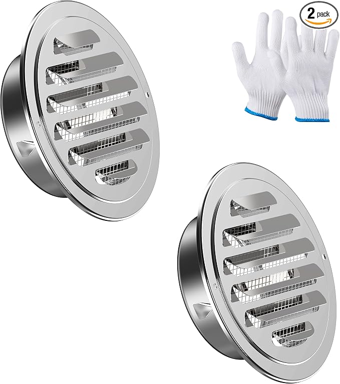 Stainless Steel Soffit Vents 4 Inch, HG Power Round Vent Cover by HGPOWER