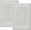 White Classic Luxury Bath Mat Floor Towel Set - Absorbent Cotton Hotel Spa Shower/Bathtub Mats [Not a Bathroom Rug] 22"x34" | 2 Pack | Silver