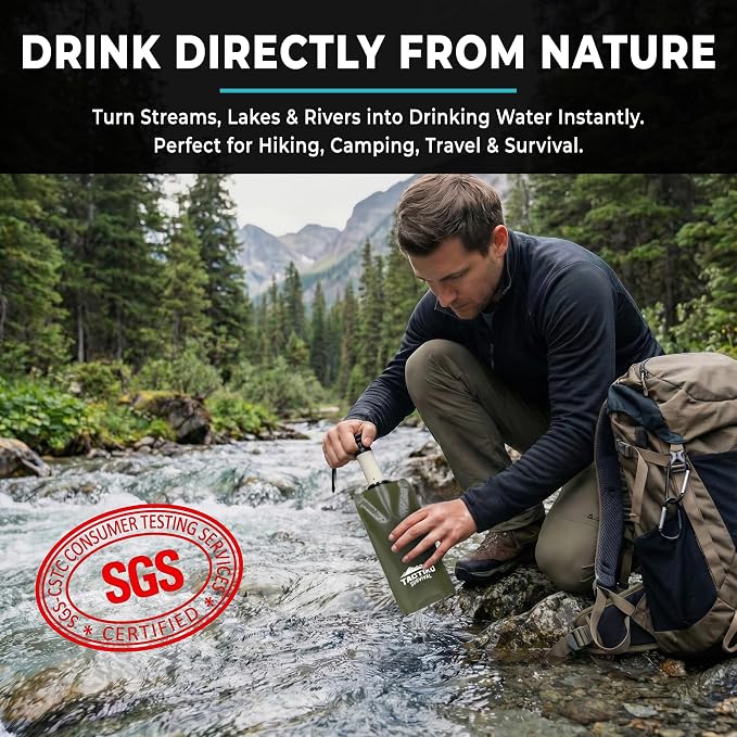 Tactiko Survival 20oz/600ml Purifying Water Bottle Filter Kit - Image 3