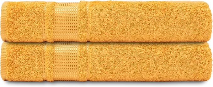 Melissa Linen, 2 Piece Bath Towel Set, 100% Turkish Cotton Bath Towels for Bathroom, Absorbent, Quick Dry, Durable and Soft Shower Towel, 28 in x 55 in, Spa and Hotel Quality, Yellow