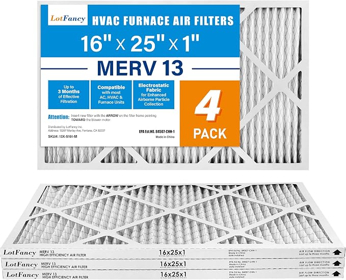 LotFancy 16x25x1 Air Filter MERV 13 4-Pack, Electrostatic Pleated HVAC Furnace - Image 9