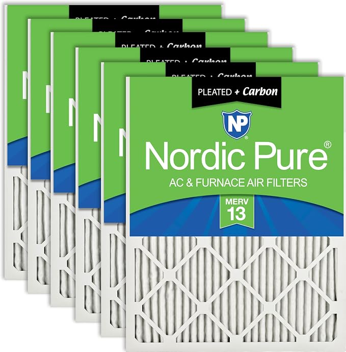Nordic Pure 14x25x1 Pleated Air Filters MERV 13 Plus Carbon 6 Pack by NordicPure