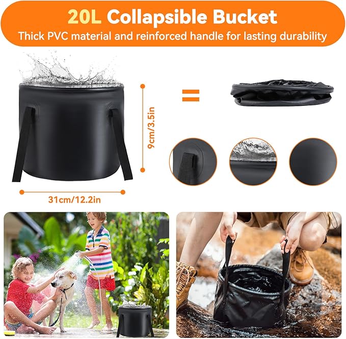 Portable Camping Shower, 7800mAh Rechargeable Outdoor Shower Kit with Heater, Intelligent LED Display, IPX8 Waterproof, Ideal for Outdoor Camping, Travel, Car Washing, Pet Bathing