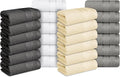 Casa Lino Face Towels & Body Wash Cloths for Showering - 100% Cotton Wash Cloths for Bathroom - Highly Absorbent & Quick Drying Washcloth Set - Cotton Washcloths 24 Pack (12" x 12") - (Multicolor I)