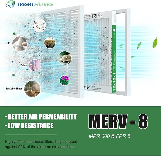 12x12x1 Air Filter 4 Pack, MERV 8 Pleated Dust Defense Air Filters Replacement - Image 5
