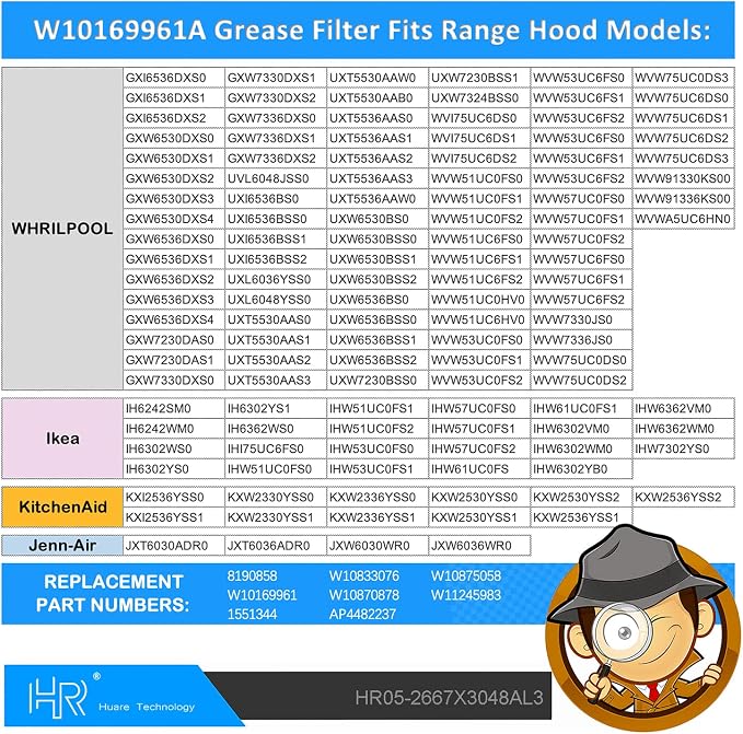 Updated W10169961A Range Hood Filter, Stove Vent Filter, Fits Whirlpool - Image 5