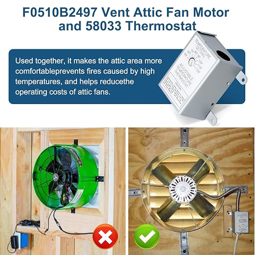 Criditpid Replacement F0510B2497 Lomanco Power Vent Attic Fan Motor & 58033 - Image 6