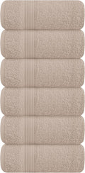 Belizzi Home Ultra Soft Cotton 6 -Piece Hand Towel Set 16x24, Ideal for use in Bathroom, Kitchen, Gym, Spa - Compact, Eco-Friendly, Lightweight - Multi Purpose Hand Towels - Tan