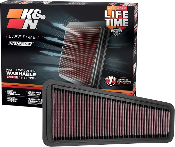 K&N High-Flow Original Lifetime Engine Air Filter: Increase Power: Premium by KNEngineeringInc