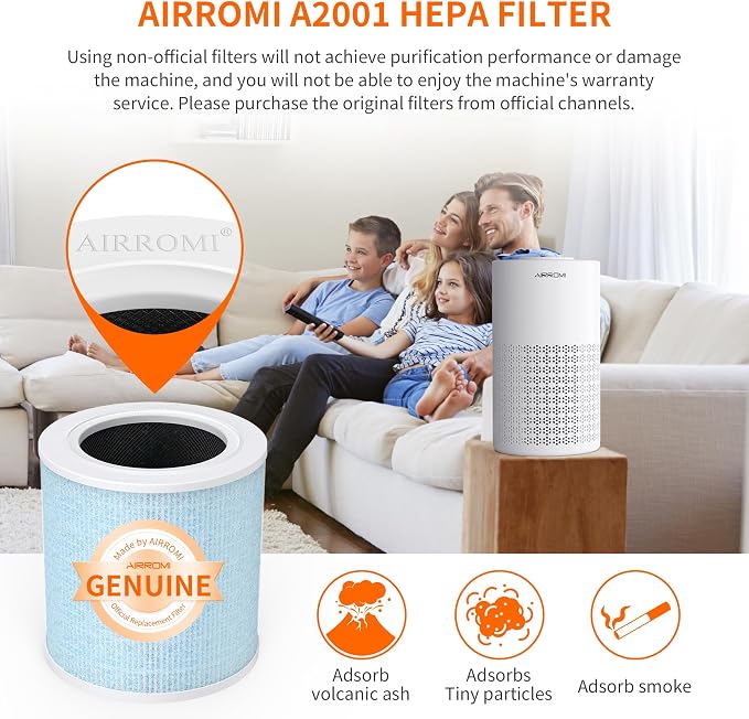 AIRROMI A2001 Efficiency Air Purifier Replacement Original 3-in-1 Filter - Image 4