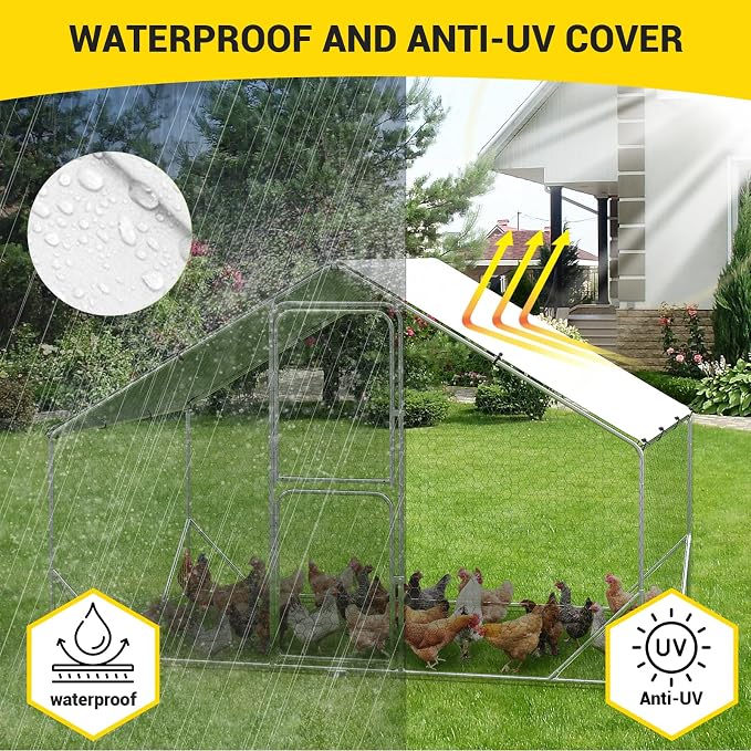 9.8X6.5x6.5FT, Large Walk in Chicken Run Pen Cage, Metal Coop Clearance - Image 3